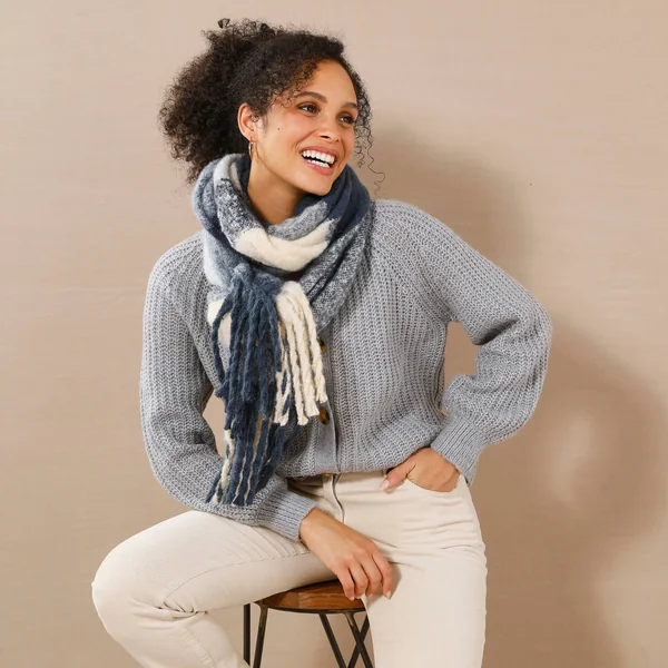 Gilet moelleux en maille anglaise , gris chiné