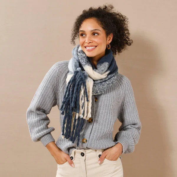 Gilet moelleux en maille anglaise , gris chiné