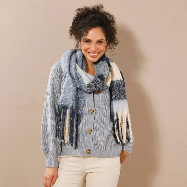 Gilet moelleux en maille anglaise , gris chiné