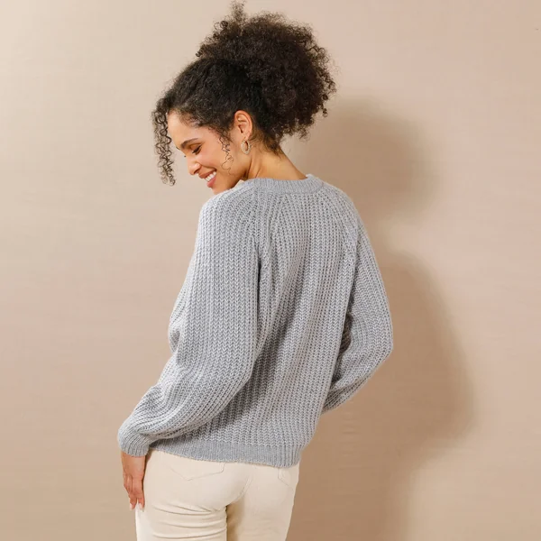 Gilet moelleux en maille anglaise , gris chiné