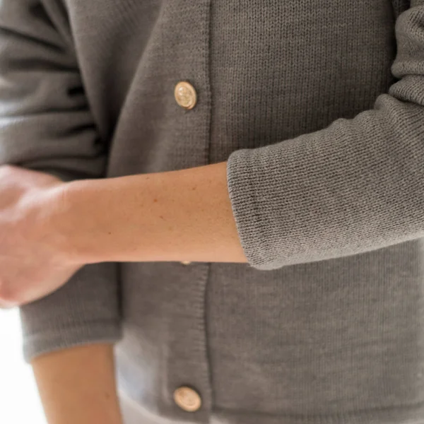 Gilet à boutons officier, volume loose, gris chiné