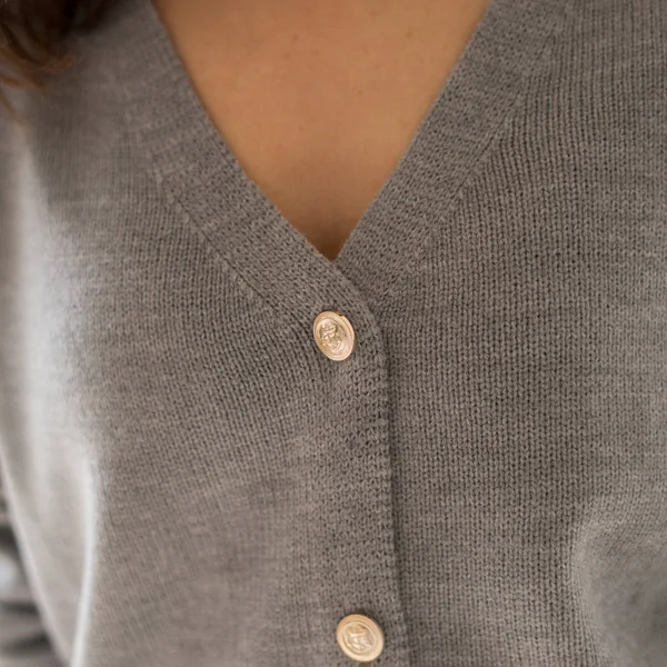 Gilet à boutons officier, volume loose, gris chiné