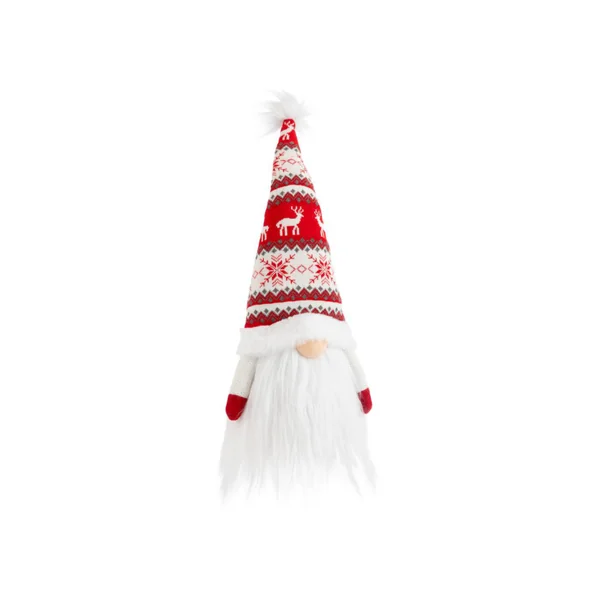 Gnome rouge et blanc assis avec bonnet tricot - 50 cm