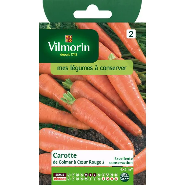 Graines de carotte de Colmar à cœur rouge Vilmorin - graines à semer