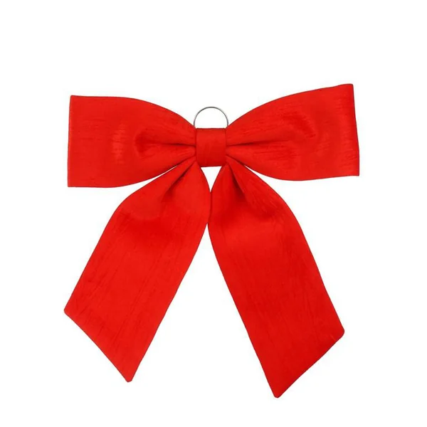 Grand nœud décoratif en tissu rouge - 57 x 63 cm