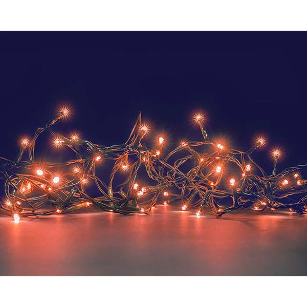 Guirlande lumineuse animée à 192 LED cuivre sur câble vert Flicker Light® - 16 m