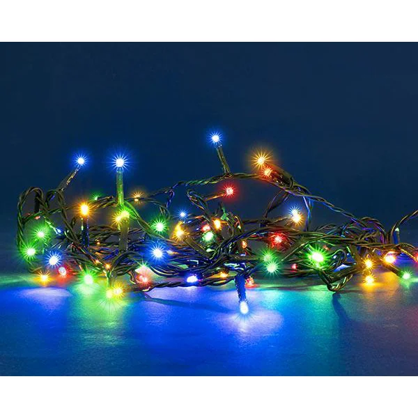 Guirlande lumineuse connectable x2 à 240 LED multicolores sur câble vert Flicker Light® - 20 m
