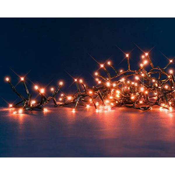 Guirlande lumineuse à 170 LED cuivre + 30 LED flash sur câble vert Flicker Light® Compact - 5 m