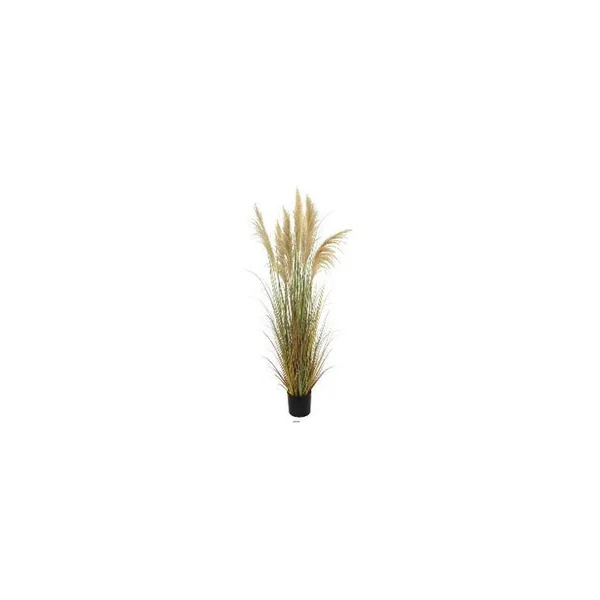 Herbe de la pampa séchée beige et verte artificielle en PVC - 32,5 x 15,5 x 145 cm