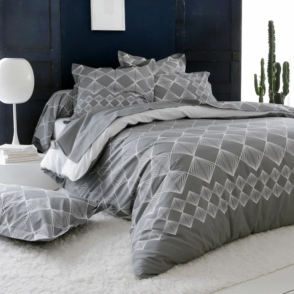 Housse de couette 260x240 cm 100% coton FOREVER GRIS gris foncé