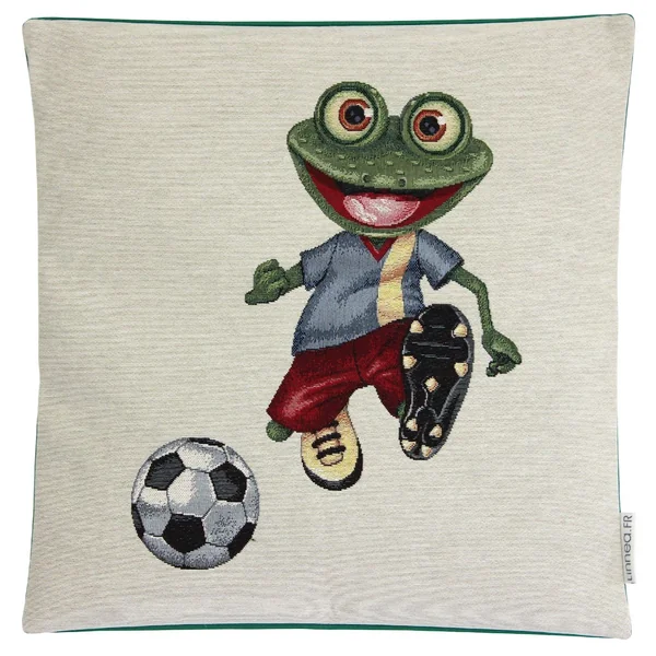 Housse de coussin 45x45 cm GRAZIE Grenouille footballeuse - polycoton, acrylique