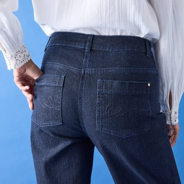 Jean coupe large stretch, petite stature, brut