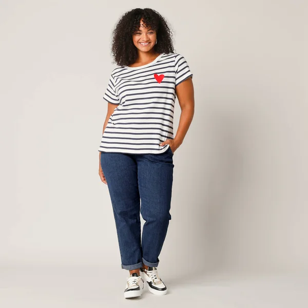 Jean coupe mom taille haute, stretch, stone