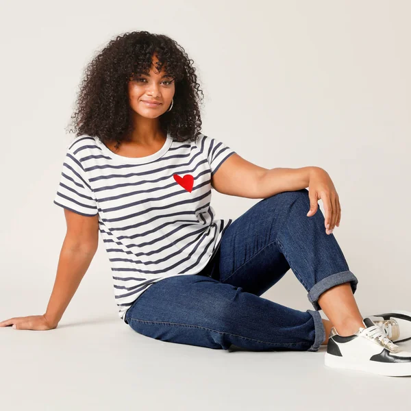 Jean coupe mom taille haute, stretch, stone