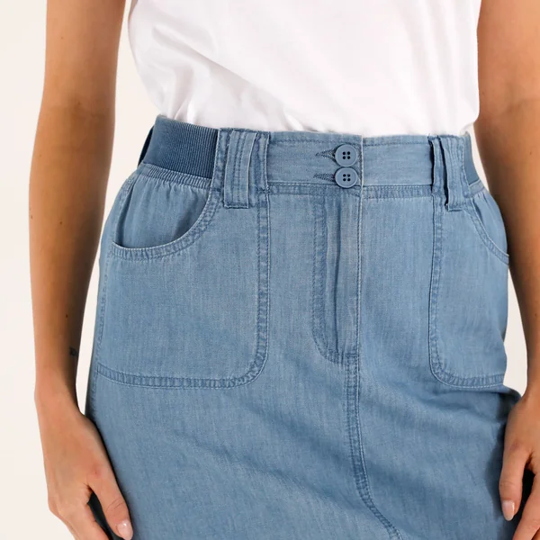 Jupe battle multi-poches, denim léger, bleached