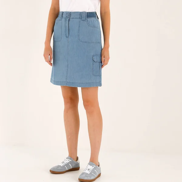 Jupe battle multi-poches, denim léger, bleached
