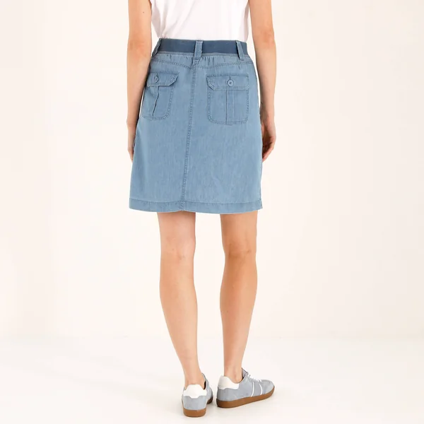 Jupe battle multi-poches, denim léger, bleached