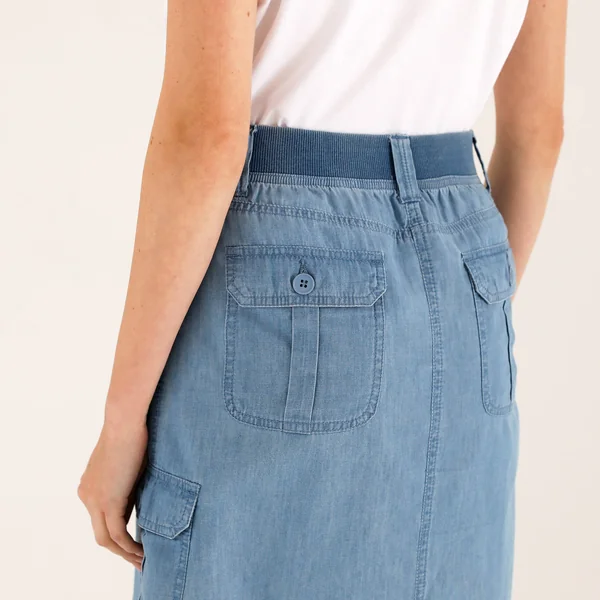 Jupe battle multi-poches, denim léger, bleached