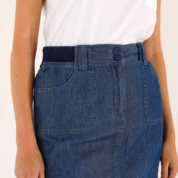 Jupe battle multi-poches, denim léger, stone