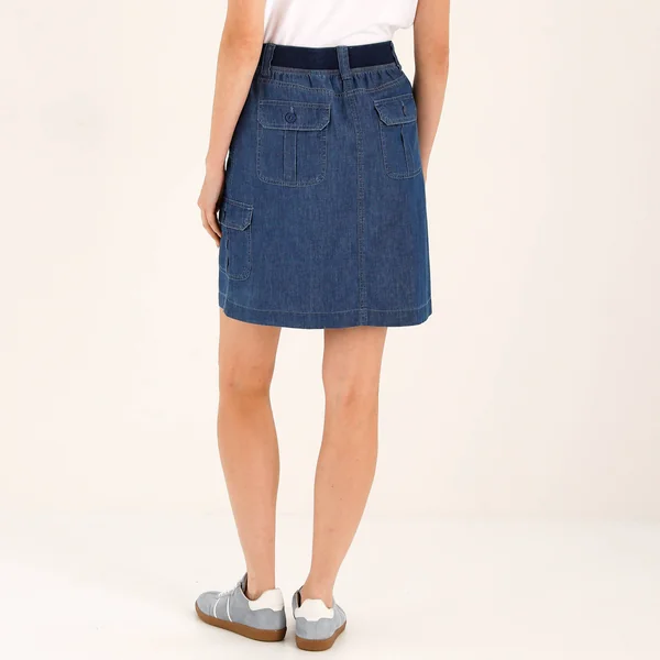 Jupe battle multi-poches, denim léger, stone