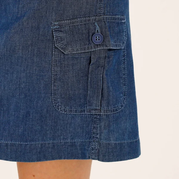 Jupe battle multi-poches, denim léger, stone