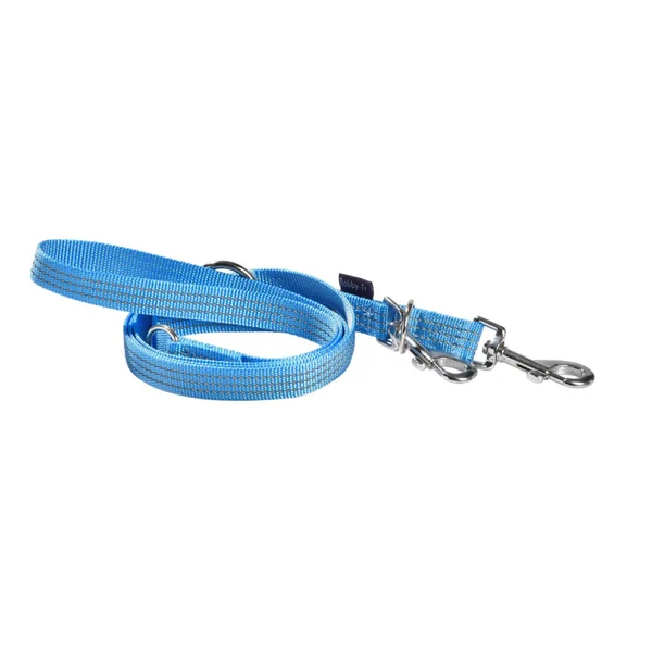 Laisse pour chien en nylon tressé coloris bleu 3 positions Bobby Safe - Taille S/M