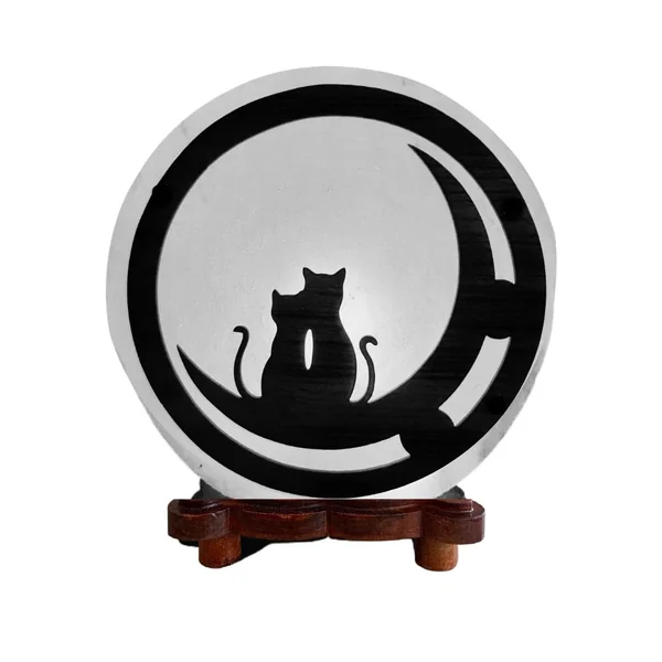 Lampe ronde chats coloris blanc au sel de l'himalaya