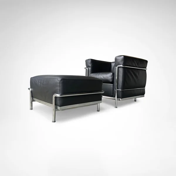 LC2 Armchair and Ottoman by Le Corbusier et al. for Cassina 1990s