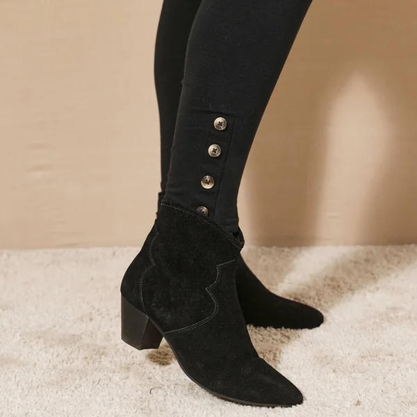Legging boutons fantaisie, noir