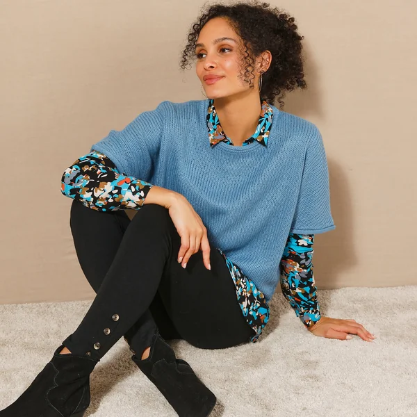 Legging boutons fantaisie, noir
