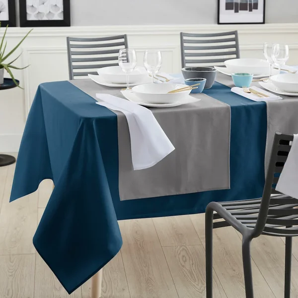 Lot de 2 sets de table 35x45 cm Jacquard 100% coton CUBE bleu Cobalt