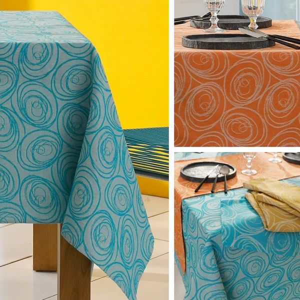 Lot de 2 sets de table 35x45 cm Jacquard 100% coton SPIRALE orange papaye