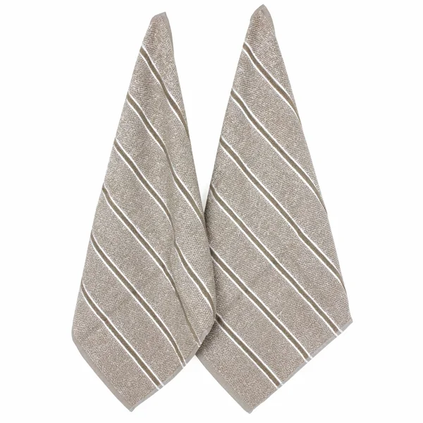 Lot de 2 torchons de cuisine 50x50 cm CHECKS beige