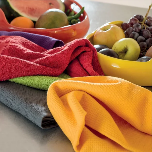 Lot de 2 torchons de cuisine 50x50 cm nid d'abeille PURE KITCHEN WAFFLE Blanc
