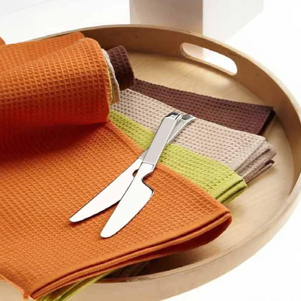 Lot de 2 torchons de cuisine 50x50 cm nid d'abeille PURE KITCHEN WAFFLE Ivoire