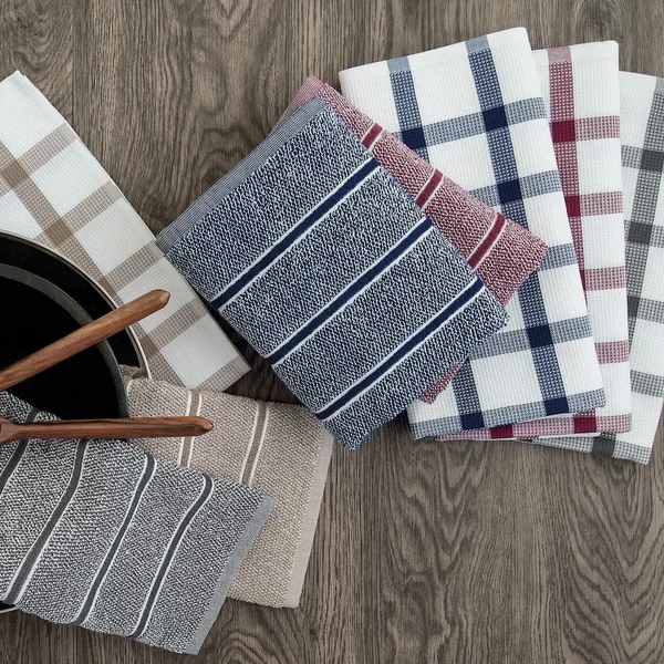 Lot de 2 torchons de cuisine 50x70 cm CHECKS beige