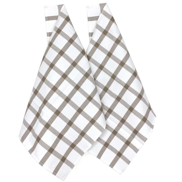 Lot de 2 torchons de cuisine 50x70 cm CHECKS beige