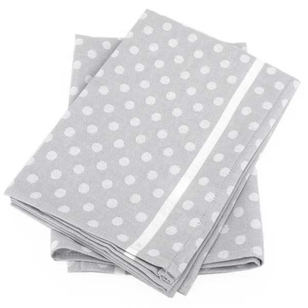 Lot de 2 torchons de cuisine toile 50x70 cm DOTS gris