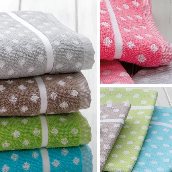 Lot de 2 torchons de cuisine toile 50x70 cm DOTS rose