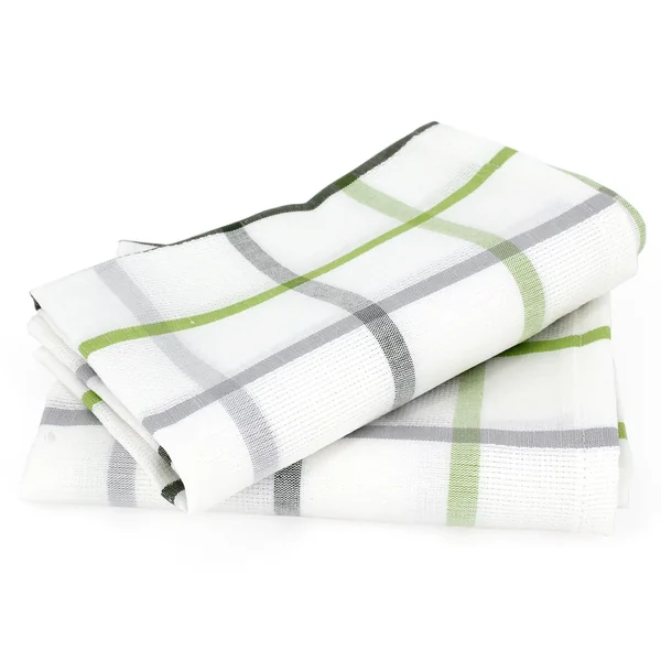 Lot de 2 torchons de cuisine toile 50x70 cm SQUARES LIN vert coton et lin