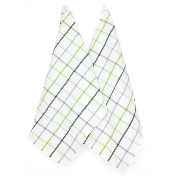 Lot de 2 torchons de cuisine toile 50x70 cm SQUARES LIN vert coton et lin