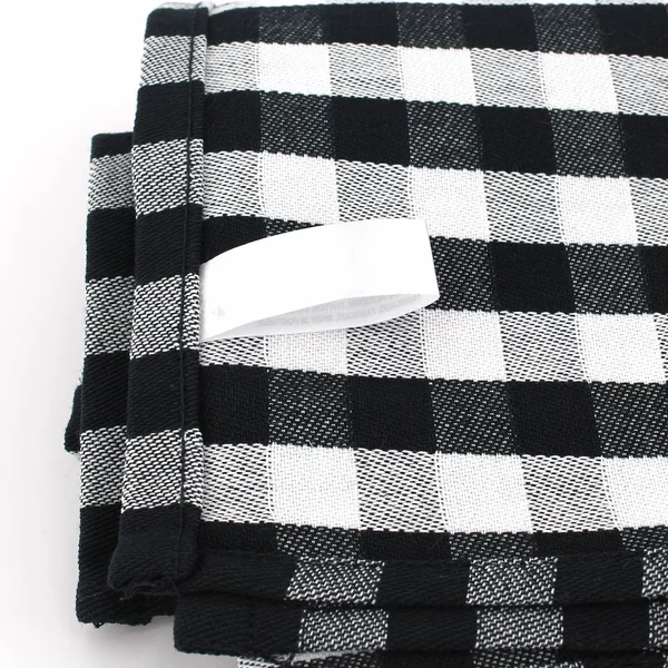 Lot de 2 torchons de cuisine toile 50x70 cm SQUARES VICHY noir
