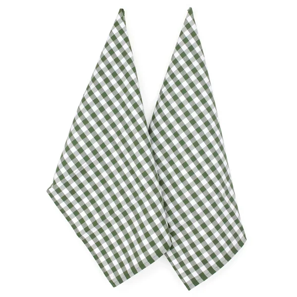 Lot de 2 torchons de cuisine toile 50x70 cm SQUARES VICHY vert kaki