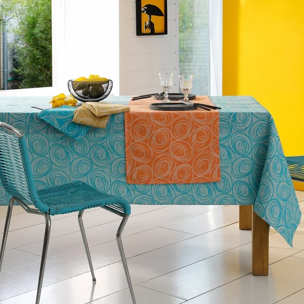 Lot de 3 serviettes de table 45x45 cm Jacquard 100% coton SPIRALE jaune citron