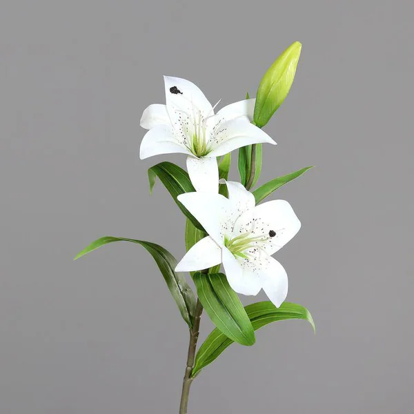 Lys artificiel avec 2 fleurs crème - 75 cm