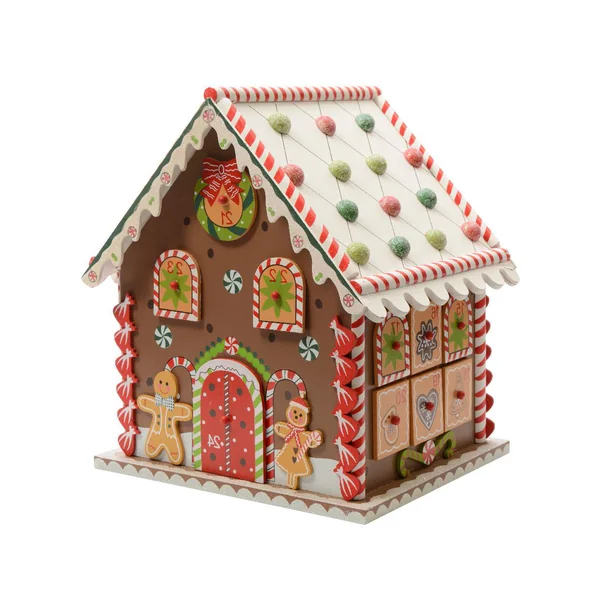 Maison pain d’épices en bois calendrier de l’avent - 23 x 20 x 27 cm