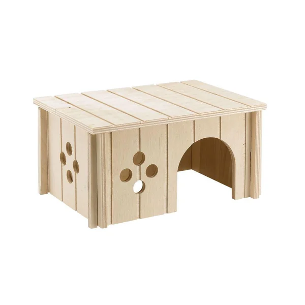 Maison rectangulaire pour cochon dinde coloris marron en bois