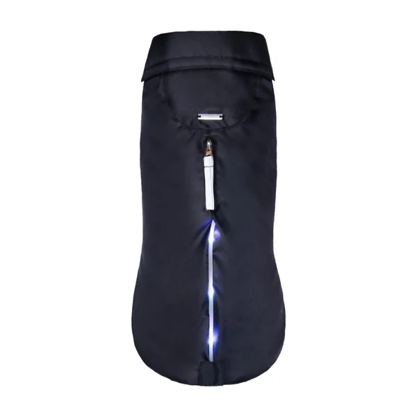 Manteau imperméable pour chien coloris noir Wouapy LED - Taille 30