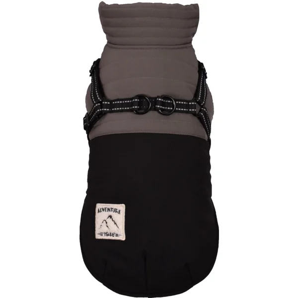 Manteau pour chien coloris noir avec harnais et sangle réfléchissante Bobby Tour - Taille 25XS