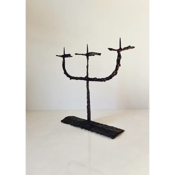 Metal 3 Arm Brutalist Candelabra, Poland